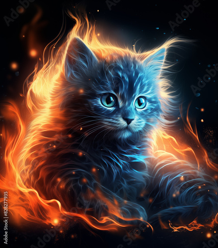 there is a cat that is sitting in the fire © Tasfia Ahmed