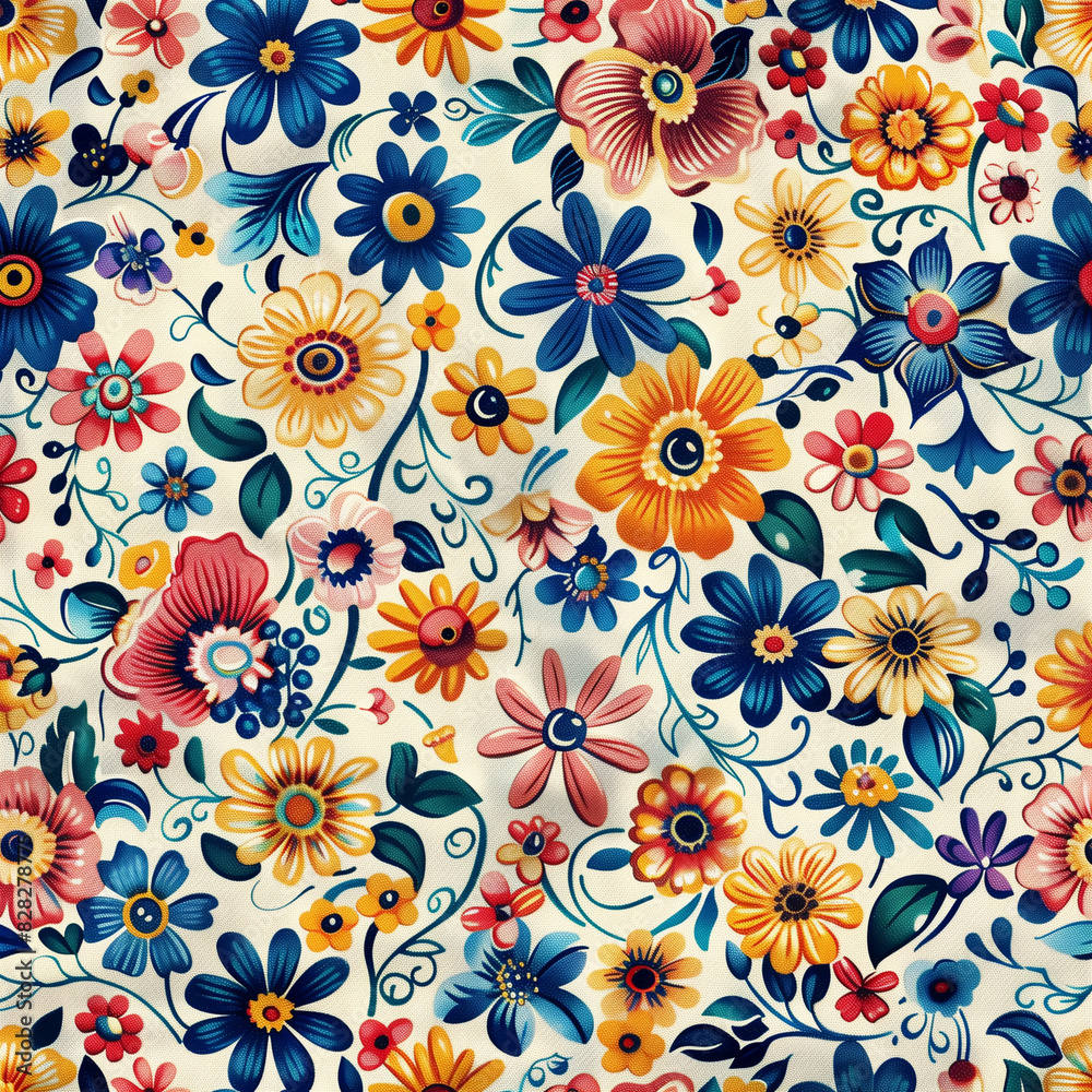 a close up of a colorful floral pattern on a white background