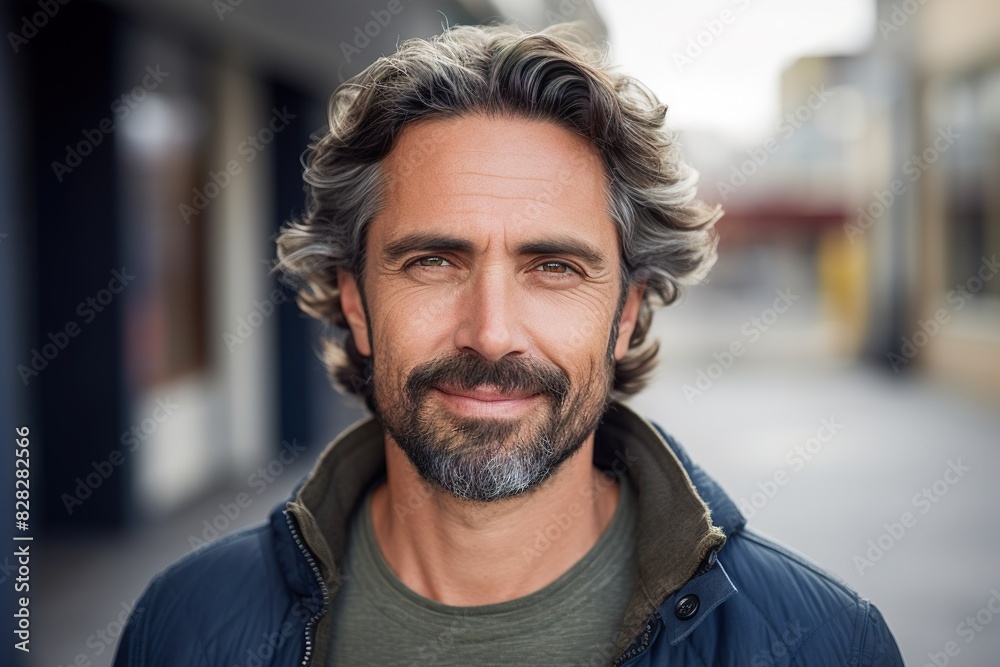 A man with a beard and gray hair is smiling for the camera A man with a beard and gray hair is smiling for the camera