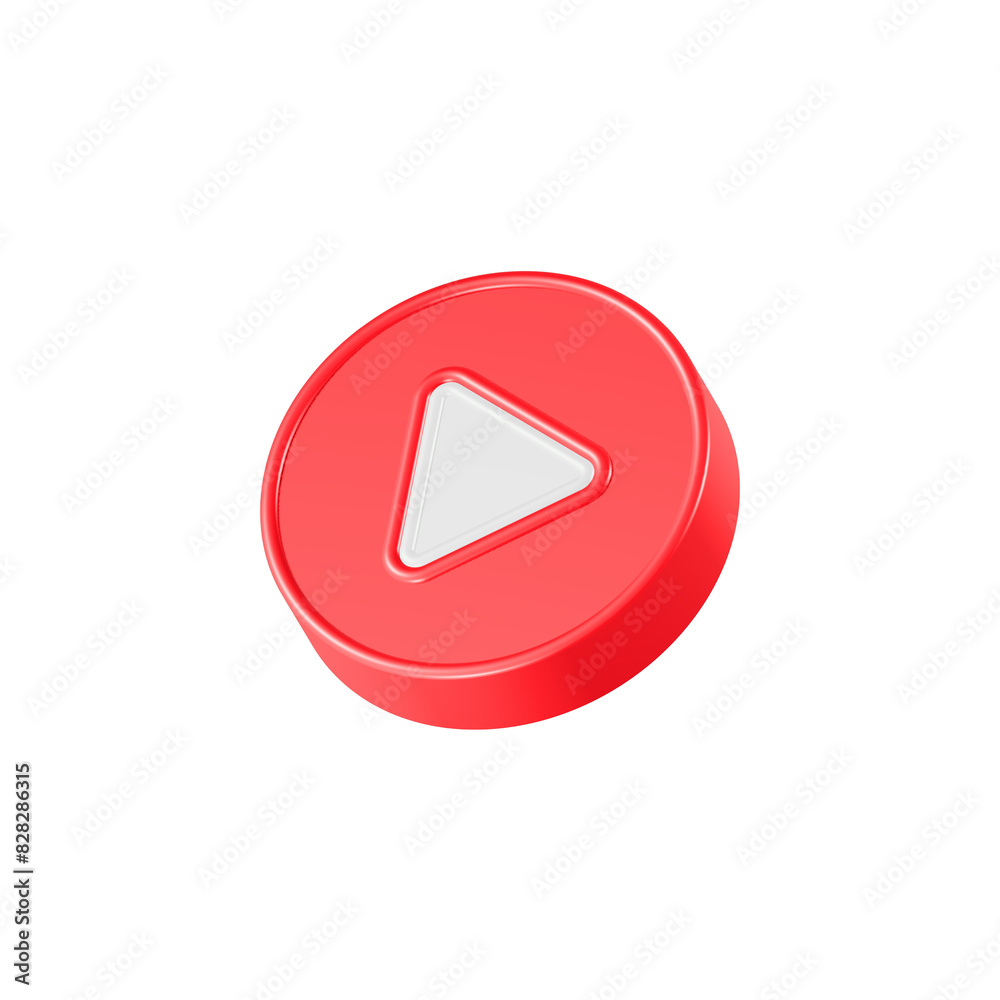 play player button icon 3d red color play player button icon 3d red color