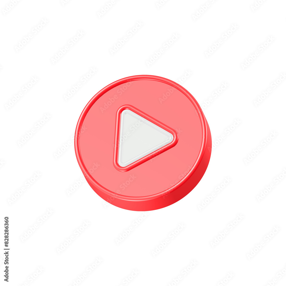 play player button icon 3d red color play player button icon 3d red color