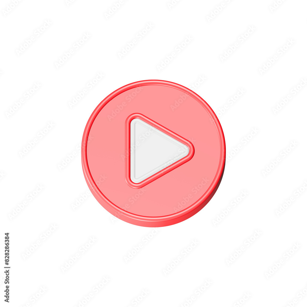 play player button icon 3d red color play player button icon 3d red color