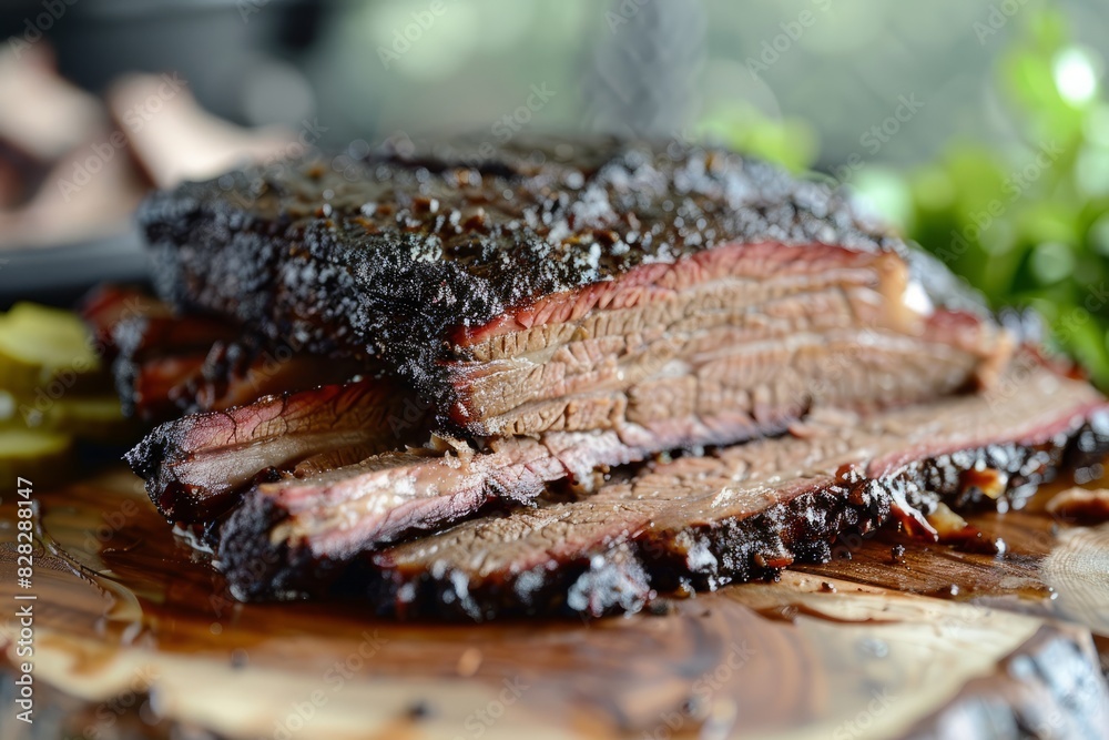 Tasty looking brisket bbq from the smoker and well rested