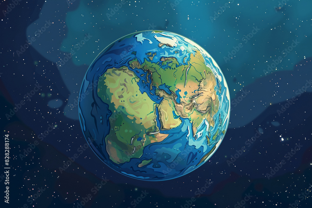 A Cartoon-Style Earth Illustration A Cartoon-Style Earth Illustration