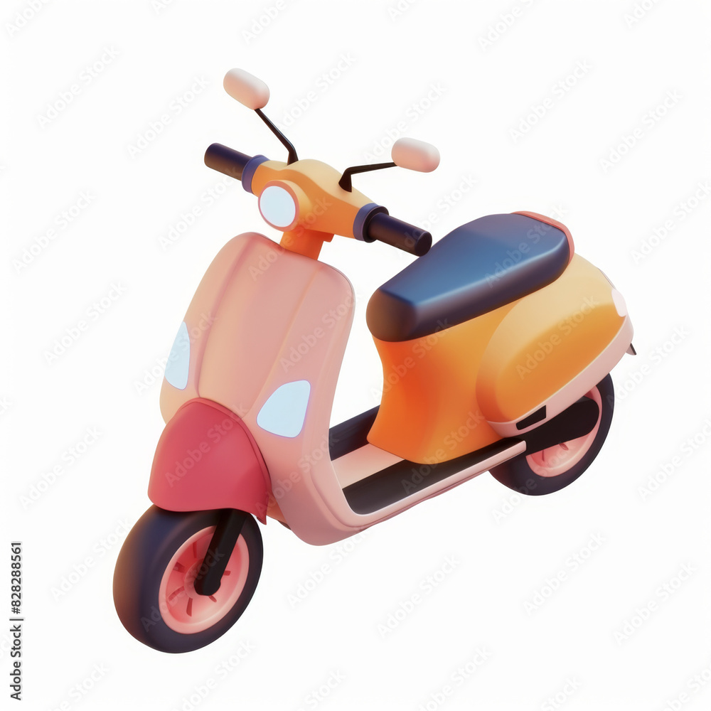 Scooter icon in 3D style on a white background