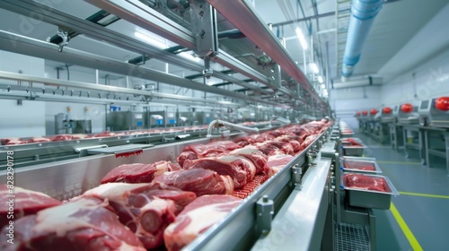 Beef Processing Factory: International Meat Grinding Day. 4K HD Wallpaper. AI-Generated Design.