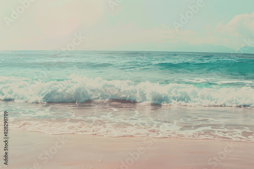 Tranquil Seashore with Soft Aqua Waves Crashing