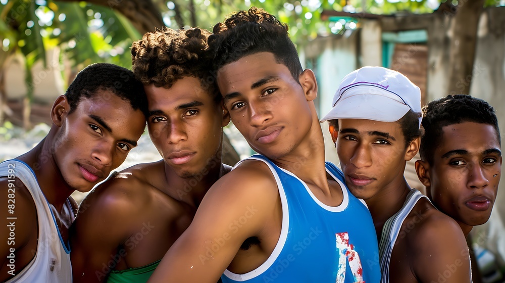 Young men of Dominican Republic. Dominican men.Group of young men