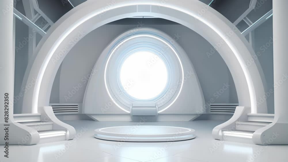 podium Futuristic showcase with platform for product displaying. Empty modern stage display. Seamless looping motion design. Video animation Ultra HD 4K 3840x2160
