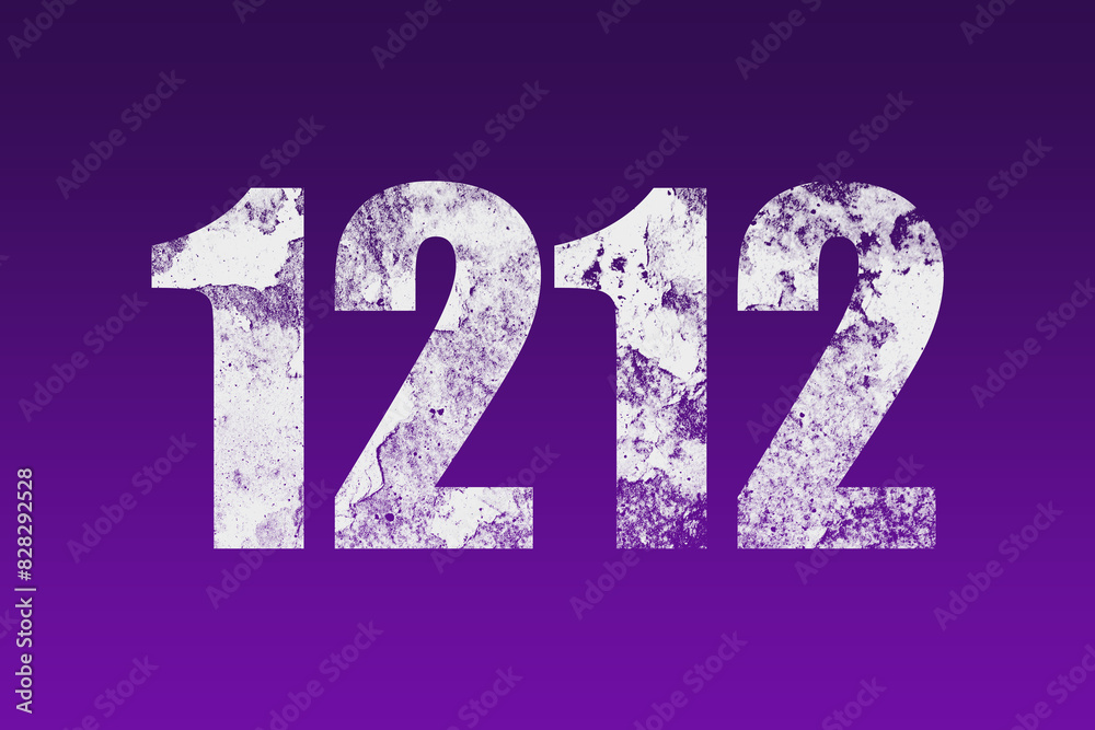 flat white grunge number of 1212 on purple background. flat white grunge number of 1212 on purple background.