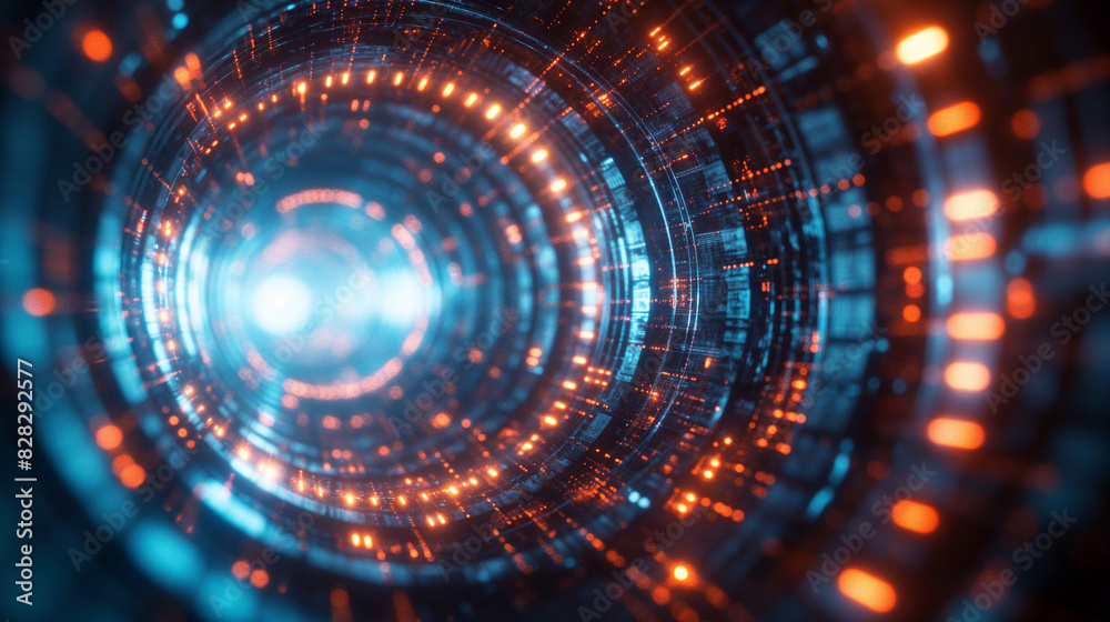 Abstract circular data tunnel , Digital generated image of abstract circular data tunnel visualising speed and technology. Abstract circular data tunnel , Digital generated image of abstract circular data tunnel visualising speed and technology.