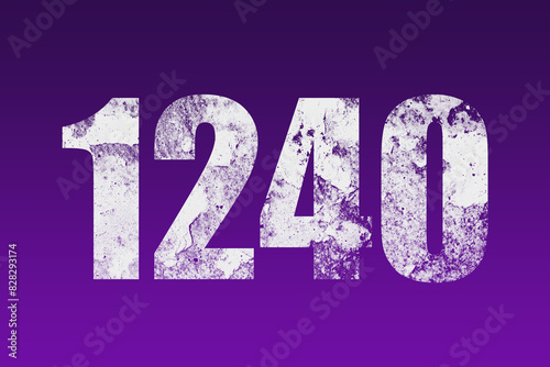 flat white grunge number of 1240 on purple background.	 photo