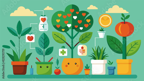 Each plant in the garden holds its own unique medicinal properties making it a diverse and valuable resource for the gardeners health.. Vector illustration