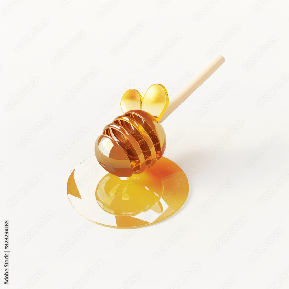 honey drips from the stick icon in 3D style on a white background