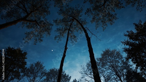 Beautiful Blue Shades in the Sky and Trees Background.
