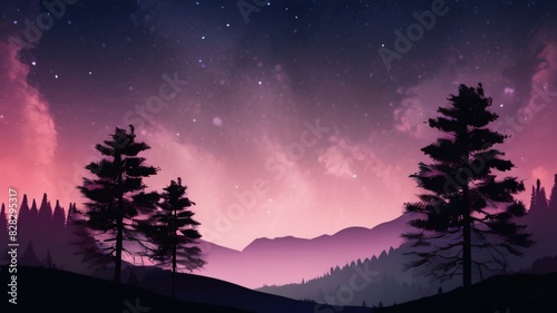 Aesthetic gradient cosmic violet and pink starry sky Generative Ai. © Touhid09