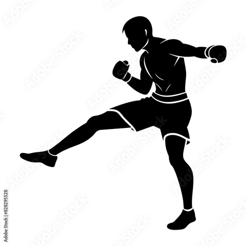 A Boxer Boxing pose vector silhouette isolated white background (5)