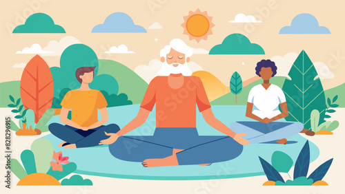 Reconnect with yourself and nature at our holistic wellness retreat for seniors offering daily outdoor activities mindfulness practices and refreshing spa treatments to promote. Vector illustration