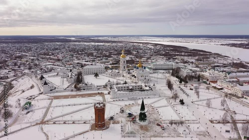 Winter aerovideo of the city of Tobolsk, Tyumen region.
