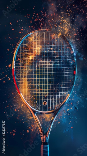 Tennis racket, sport background  photo