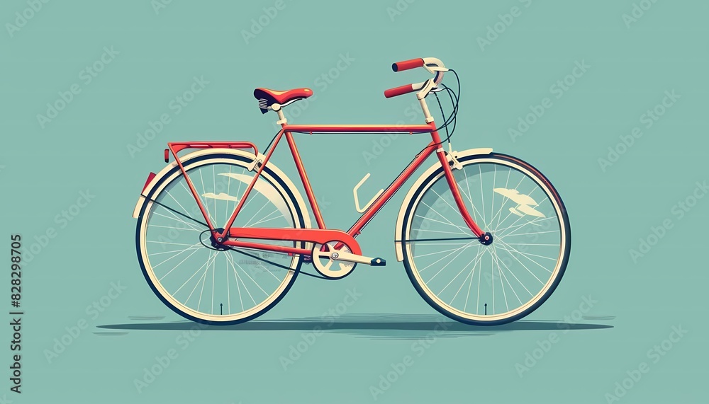 Visualize a flat design of a bicycle as a symbol for reducing carbon footprint