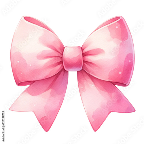 Elegant pink bow with watercolor texture, perfect for gift wrapping, crafts, or decoration. Vibrant and delicate design.
