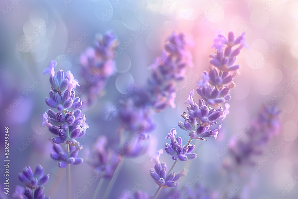 Fototapeta premium Soft lavender blur backdrop perfect for wellness product promotions.