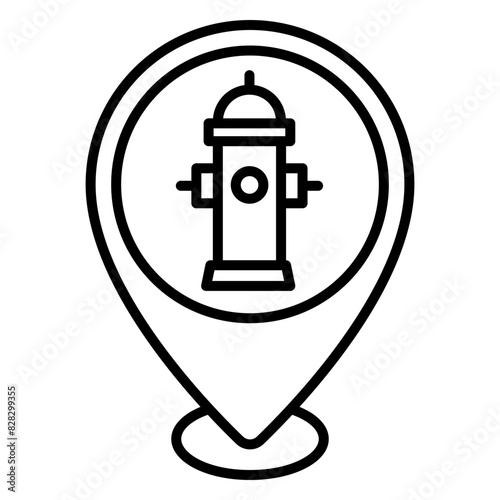 Illustration of Fire Hydrant Location design Line Icon