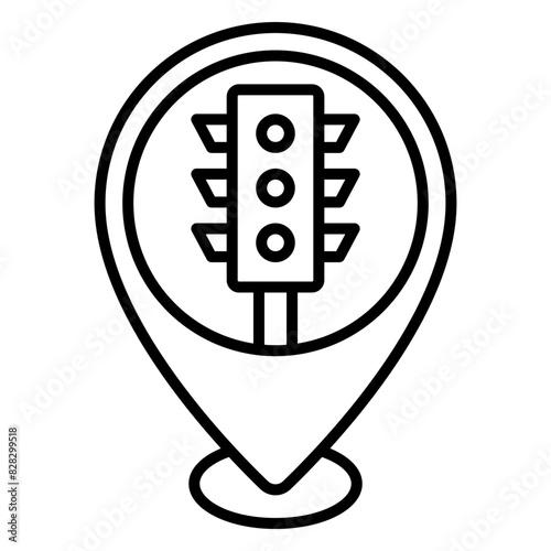Illustration of Traffic Light Spot Location design Line Icon