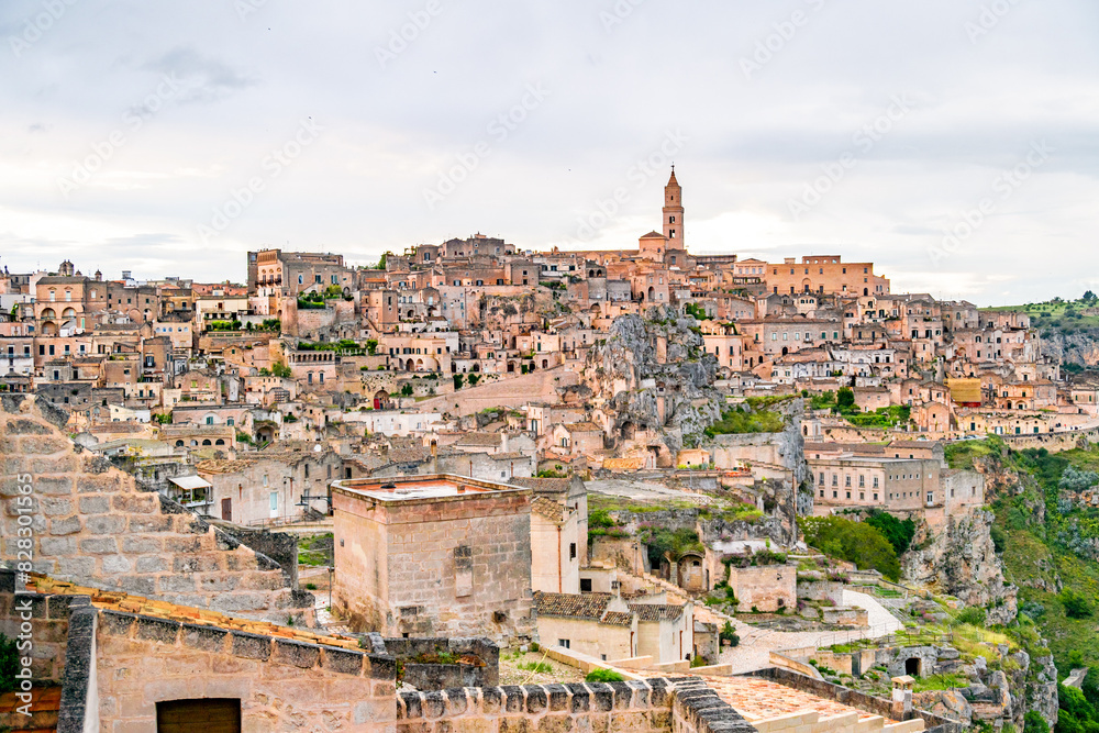 View of the ancient town of Matera, Sassi di Matera in Basilicata, southern Italy