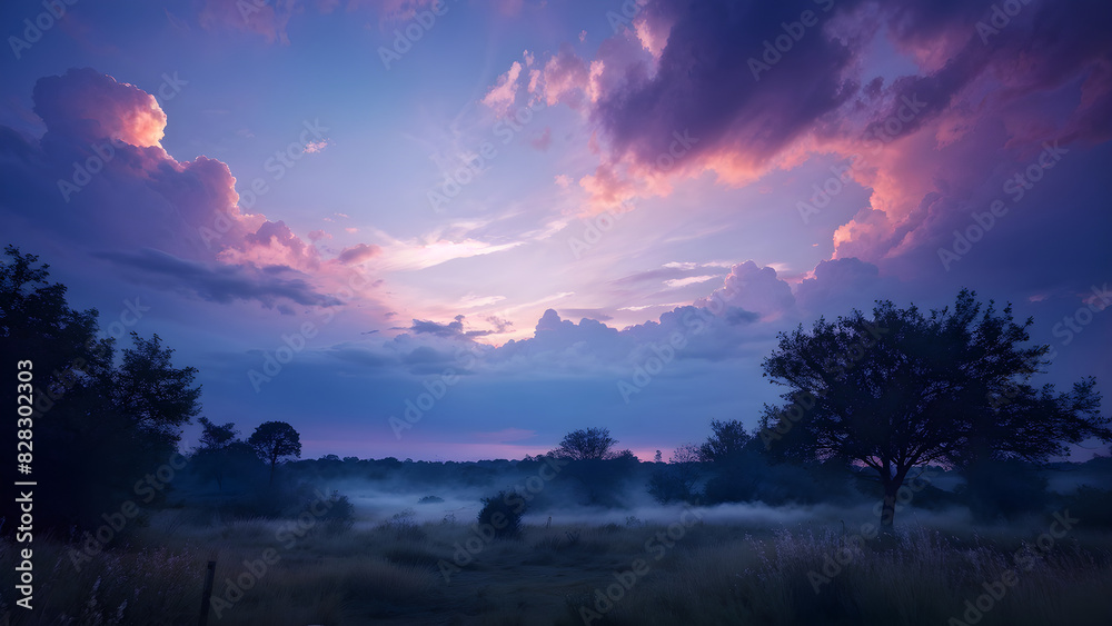 Landscape background with sunset clouds, mountains and river Landscape background with sunset clouds, mountains and river