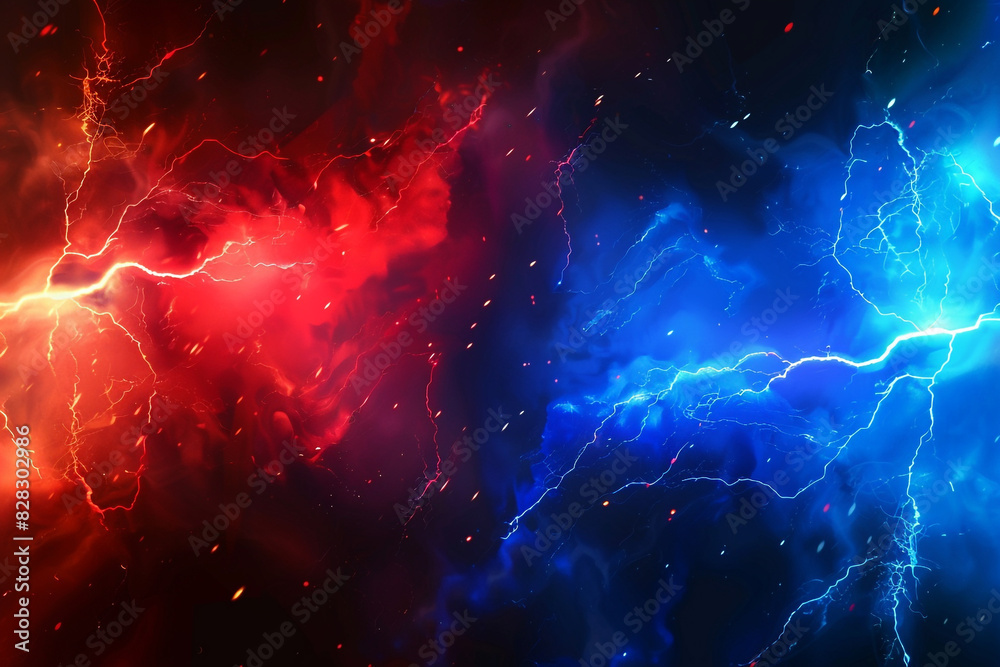 Patriotic event promotions featuring red and blue lightning bolt explosion. Patriotic event promotions featuring red and blue lightning bolt explosion.