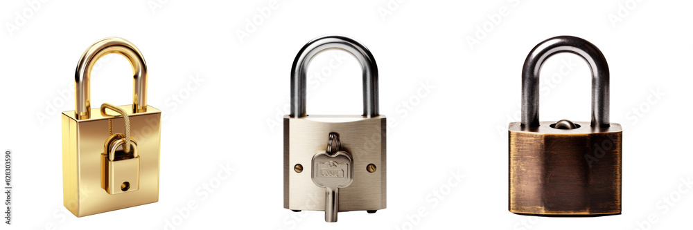Collection of padlock opened isolated on white background Collection of padlock opened isolated on white background