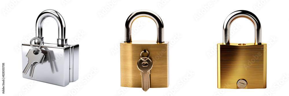 Collection of padlock opened isolated on white background Collection of padlock opened isolated on white background