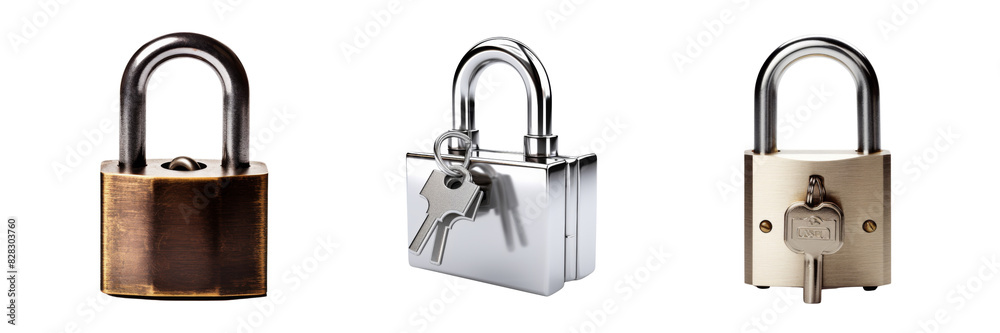 Collection of padlock opened isolated on white background Collection of padlock opened isolated on white background