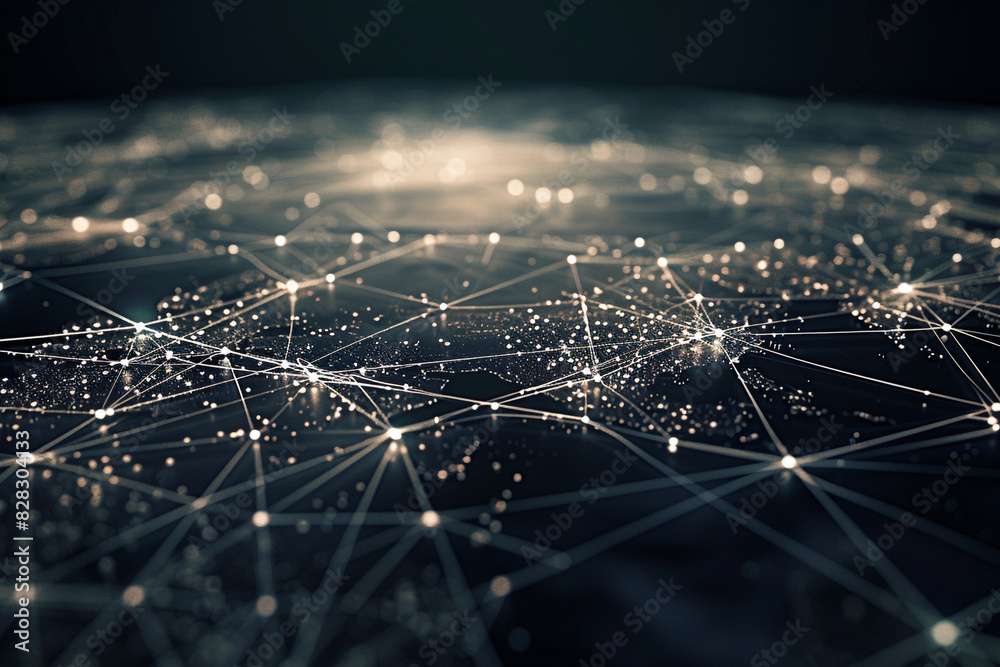 Obraz premium Global logistics visualized with platinum connectivity on a dark, sleek backdrop.