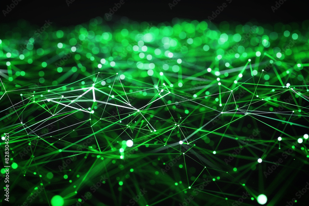 Obraz premium Innovative logistics depicted by shimmering green lines against a dark background.