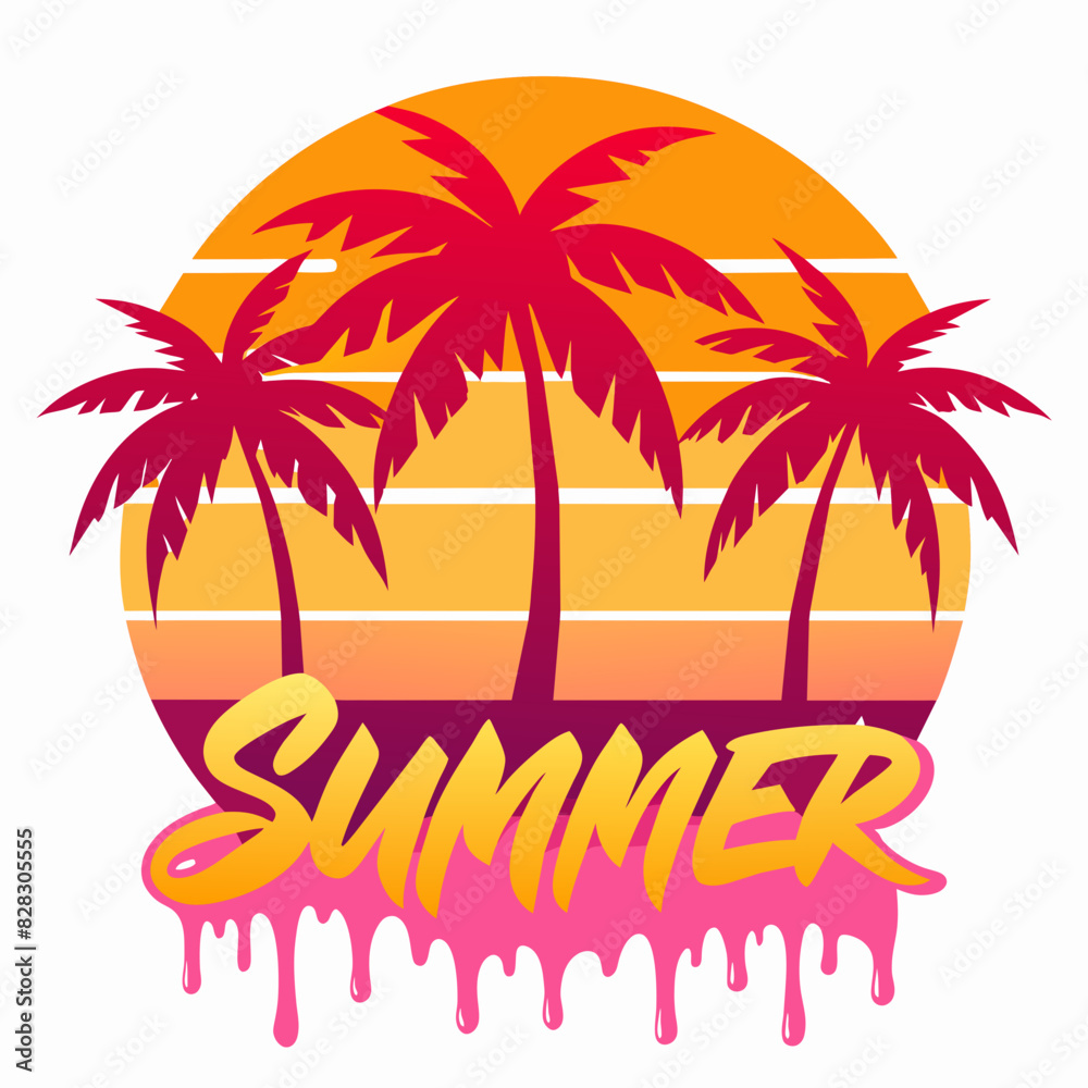 silhouette on the beach Summer T-Shirt Design