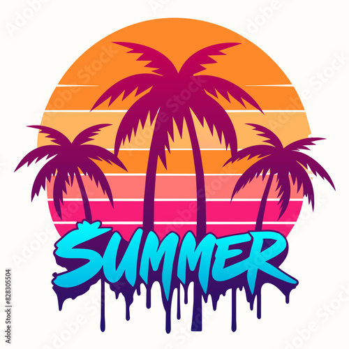 silhouette on the beach Summer T-Shirt Design © Muhammad