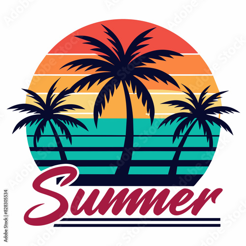 Wallpaper Mural silhouette on the beach Summer T-Shirt Design Torontodigital.ca