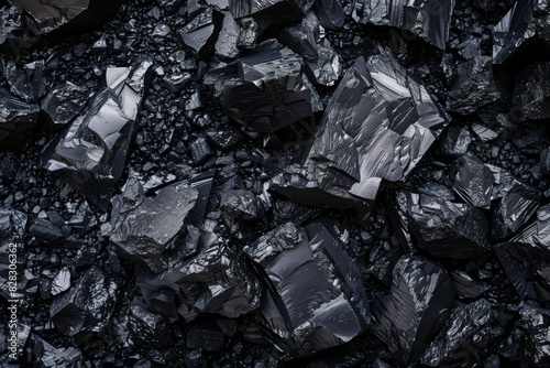 Pile of black coal that is very dark, Abstract black background 