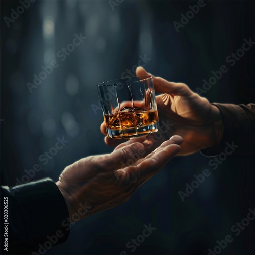 "Handing a Glass of Whiskey"