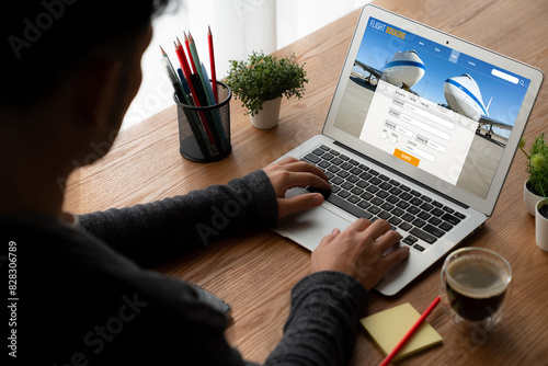 Obraz na plátně Online flight booking website provide modish reservation system