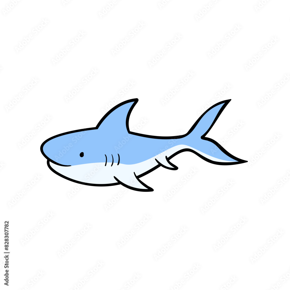 Illustration of cute shark in hand-drawn colorful vector style. Use for stickers, clothes, print-on-demand, kids fashion. Illustration of cute shark in hand-drawn colorful vector style. Use for stickers, clothes, print-on-demand, kids fashion.