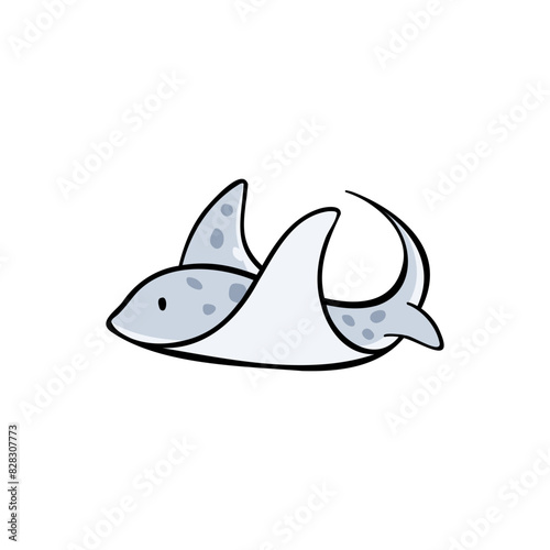 Illustration of cute stingray in hand-drawn colorful vector style. Use for stickers  clothes  print-on-demand  kids fashion.