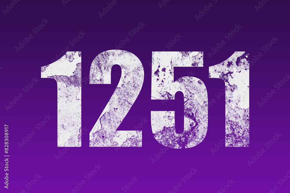 flat white grunge number of 1251 on purple background. flat white grunge number of 1251 on purple background.