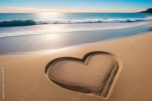 Valentine concept.Image of A heart shape on sandy beach