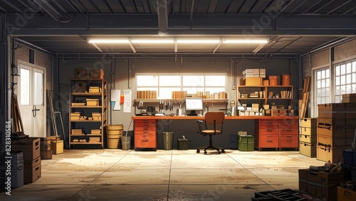 interior design repair tool garage Illustration