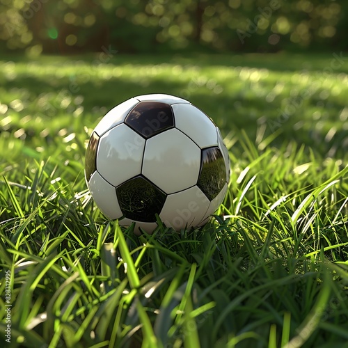  Vibrant Soccer Ball Resting in Green Field 