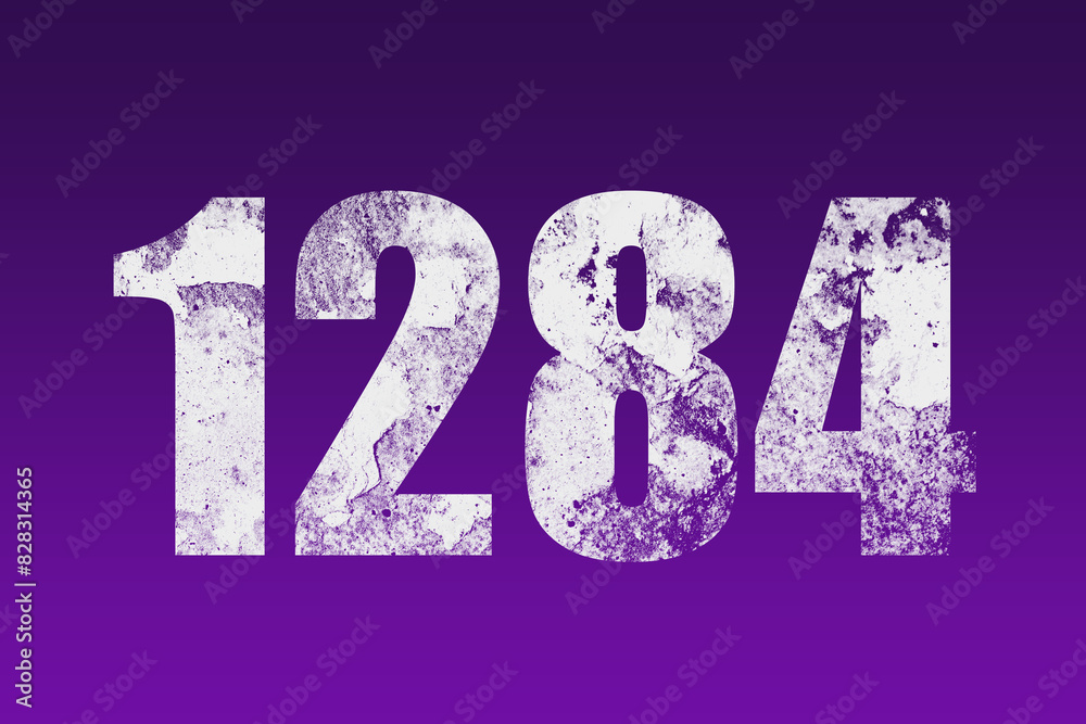 flat white grunge number of 1284 on purple background. flat white grunge number of 1284 on purple background.
